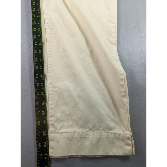 LL Bean Pants Womens Beige Flat Front Cropped Straight Leg Preppy Cotton Sz 12R - Picture 8 of 11